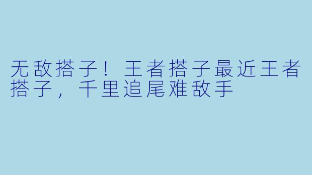 无敌搭子！王者搭子最近王者搭子，千里追尾难敌手
