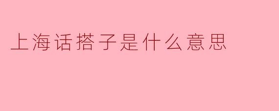上海话搭子是什么意思