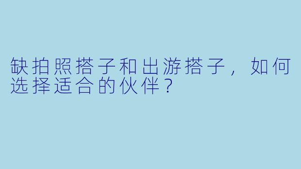 缺拍照搭子和出游搭子,如何选择适合的伙伴?
