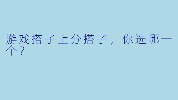 游戏搭子上分搭子,你选哪一个?