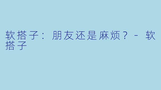 软搭子：朋友还是麻烦？-软搭子