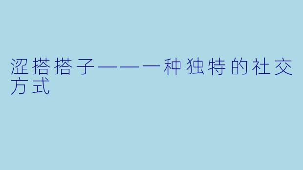 涩搭搭子——一种独特的社交方式