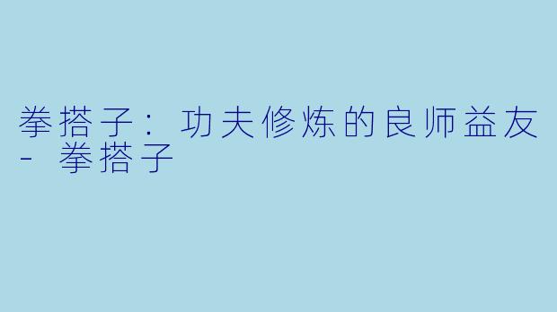 拳搭子:功夫修炼的良师益友
