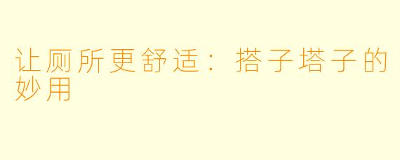 让厕所更舒适：搭子塔子的妙用