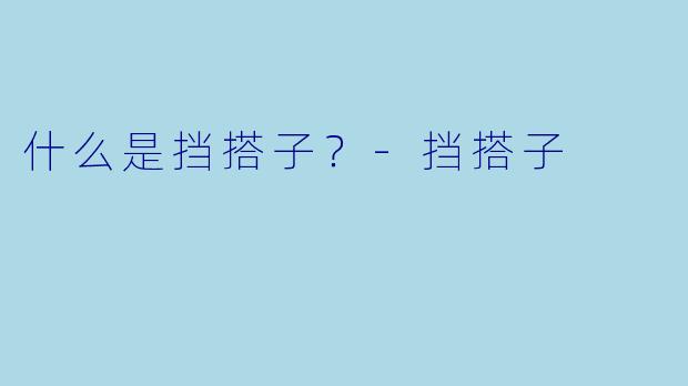 什么是挡搭子？