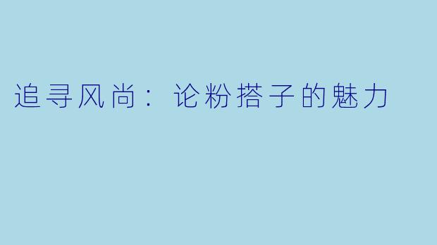 追寻风尚:论粉搭子的魅力