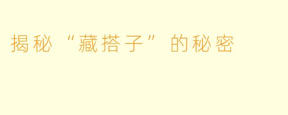 揭秘“藏搭子”的秘密