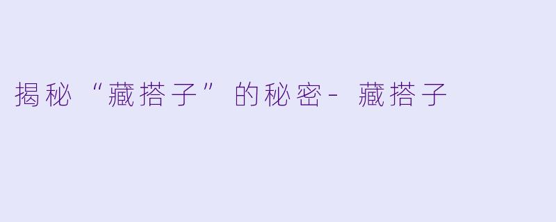 揭秘“藏搭子”的秘密-藏搭子