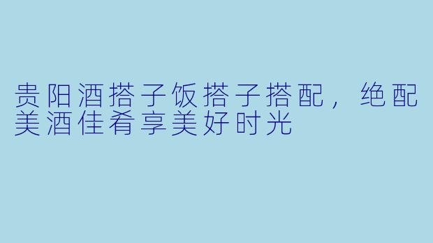 贵阳酒搭子饭搭子搭配,绝配美酒佳肴享美好时光