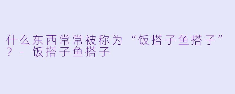 什么东西常常被称为“饭搭子鱼搭子”？