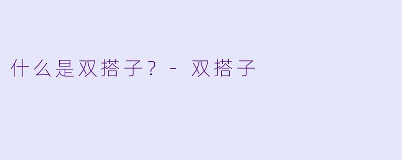 什么是双搭子？