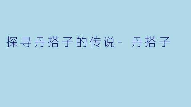 探寻丹搭子的传说-丹搭子