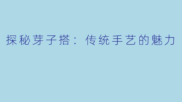探秘芽子搭:传统手艺的魅力