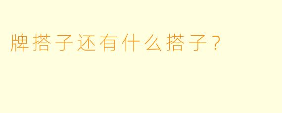 牌搭子还有什么搭子？