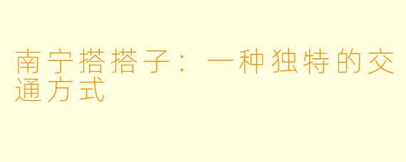 南宁搭搭子：一种独特的交通方式