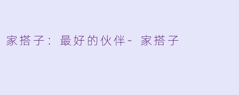 家搭子：最好的伙伴-家搭子