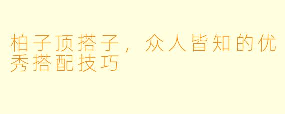 柏子顶搭子,众人皆知的优秀搭配技巧