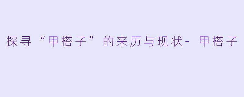 探寻“甲搭子”的来历与现状-甲搭子