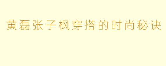 黄磊张子枫穿搭的时尚秘诀