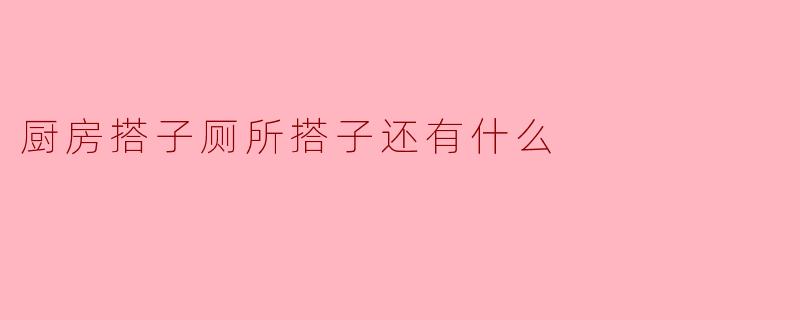 厨房搭子厕所搭子还有什么
