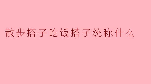 散步搭子和吃饭搭子统称什么？