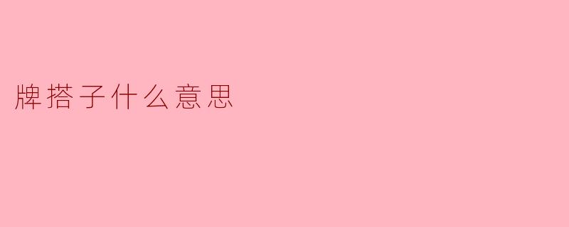牌搭子什么意思？