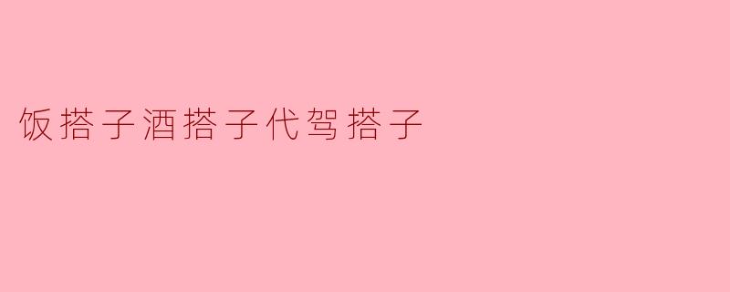 饭搭子酒搭子代驾搭子