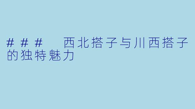 ### 西北搭子与川西搭子的独特魅力