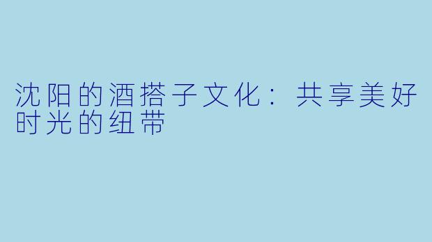 沈阳的酒搭子文化:共享美好时光的纽带