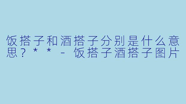 饭搭子和酒搭子分别是什么意思？**
