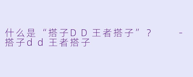 什么是“搭子DD王者搭子”？  