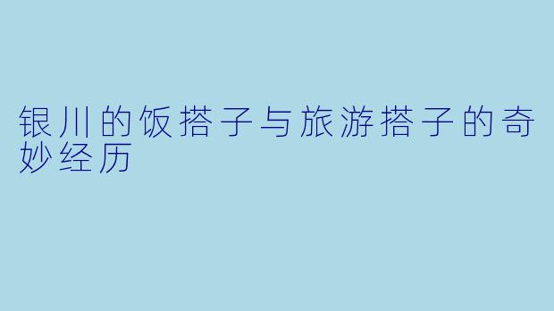 银川的饭搭子与旅游搭子的奇妙经历