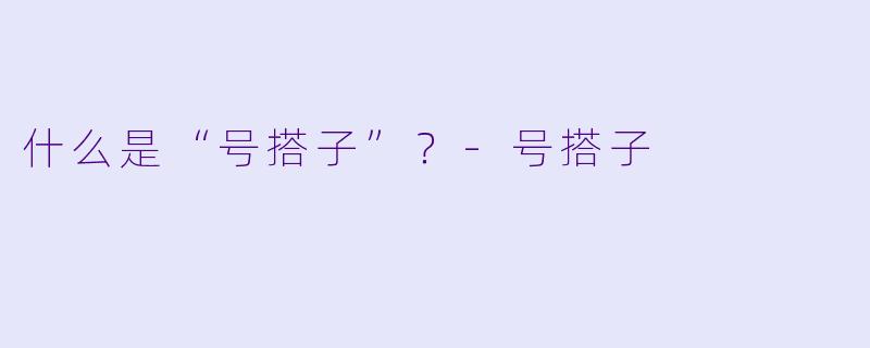 什么是“号搭子”？