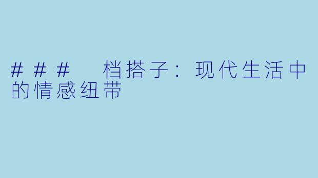 ### 档搭子：现代生活中的情感纽带