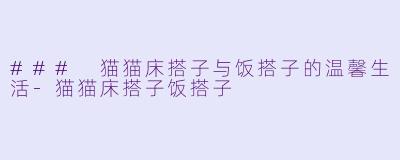 ### 猫猫床搭子与饭搭子的温馨生活-猫猫床搭子饭搭子
