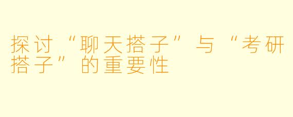 探讨“聊天搭子”与“考研搭子”的重要性