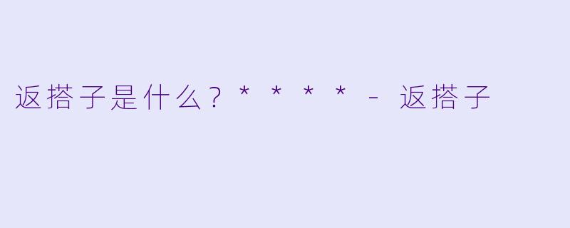 返搭子是什么？****