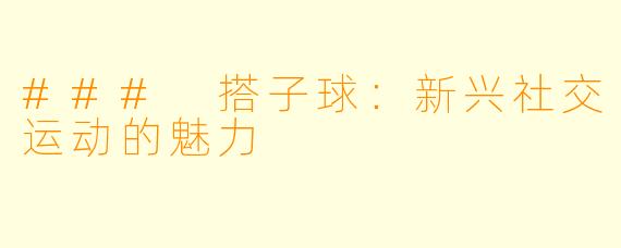 ### 搭子球：新兴社交运动的魅力