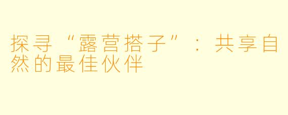 探寻“露营搭子”：共享自然的最佳伙伴