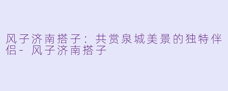 风子济南搭子：共赏泉城美景的独特伴侣-风子济南搭子
