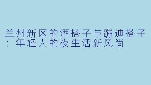 兰州新区的酒搭子与蹦迪搭子：年轻人的夜生活新风尚