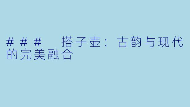 ### 搭子壶：古韵与现代的完美融合
