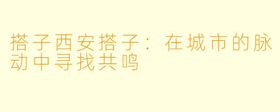 搭子西安搭子:在城市的脉动中寻找共鸣