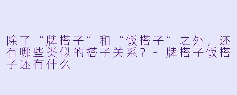 除了“牌搭子”和“饭搭子”之外，还有哪些类似的搭子关系？