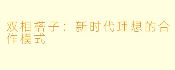 双相搭子：新时代理想的合作模式