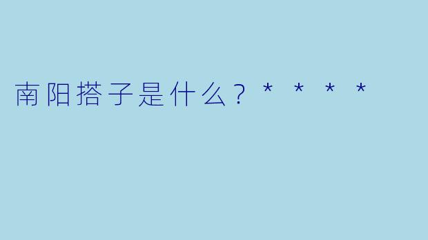 南阳搭子是什么？****