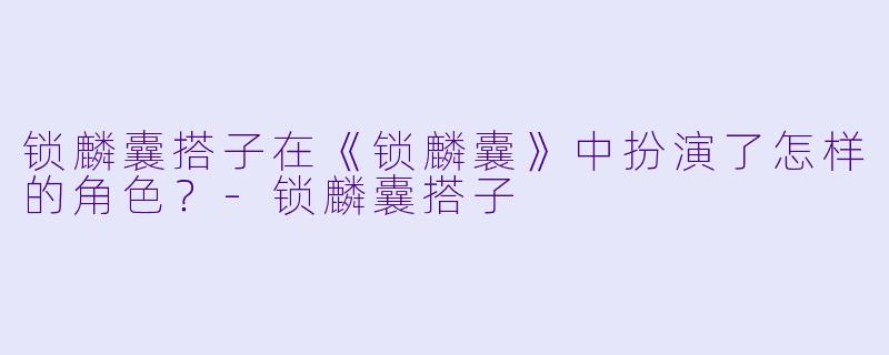 锁麟囊搭子在《锁麟囊》中扮演了怎样的角色?