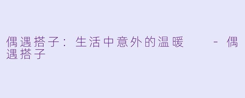 偶遇搭子：生活中意外的温暖  -偶遇搭子