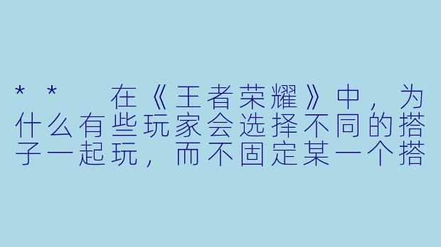 ** 在《王者荣耀》中,为什么有些玩家会选择不同的搭子一起玩,而不固定某一个搭子?**