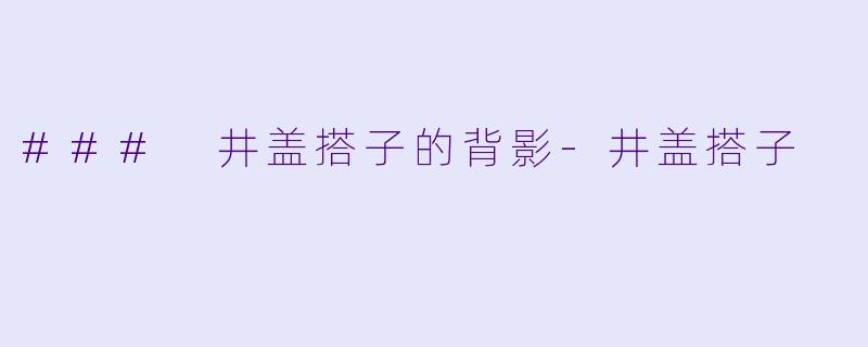 ### 井盖搭子的背影-井盖搭子